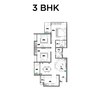 Assetz 63 Degree East 2 BHK Floorplan