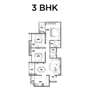 Assetz 63 Degree East 3 BHK Floorplan